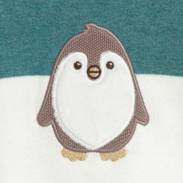 سترة منسوجة بالدرز، مع رسمة بطريق مطرز للفتيات الصغيرات